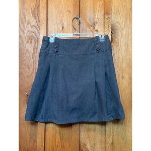 Lands End Gray A-Line Uniform Pleated Skirt Above Knee Adjustable Waist Girls 14